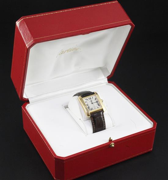 A gentlemans 1990s 18ct gold Cartier Tank Francaise automatic wrist watch,